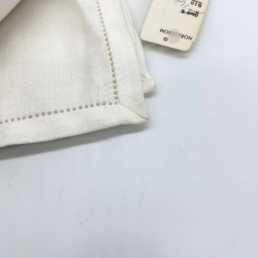 Vintage Irish Linen Cocktail Napkins Nordstrom White Square Set of 6 NWT NOS